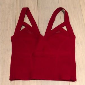 Red corset-like top